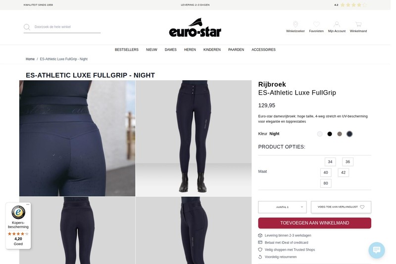 Euro-Star product detail page