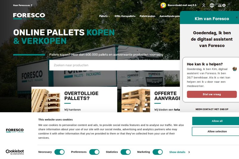 Pallet Centrale website homepage
