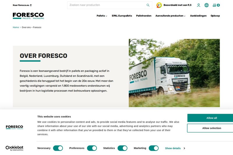 Pallet Centrale over ons page