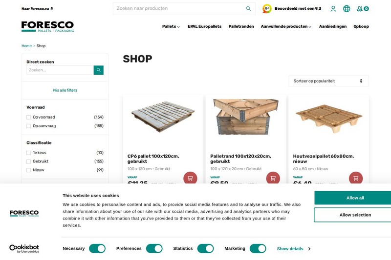Pallet Centrale shop page